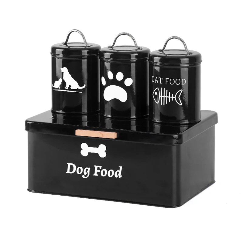 Factory Direct Sale Durable Galvanized Iron Storage Containers Set of 4 for Pet Clothes and Pet Food