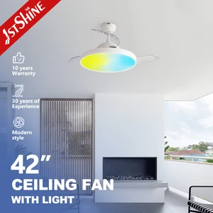 1stshine LED Ceiling Fan 8 Kinds of Lighting Change APP Control Remote Ceiling Fan with Hidden Blades