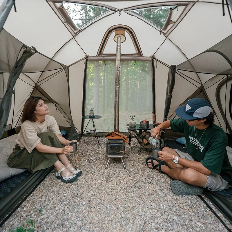 Naturehike açık hava kampı Yüksek kaliteli alüminyum alaşımlı çadır direkleri İki Yatak Odası Bir Oturma Odası çadırı kar eteği ile