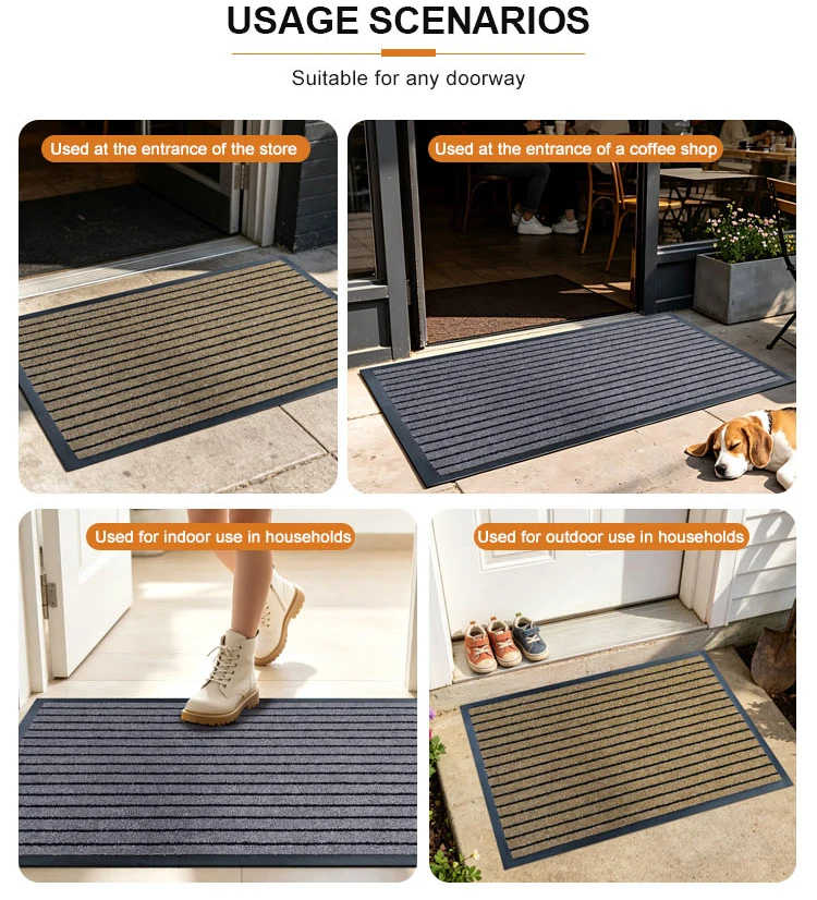 Ribs Design Cut Pile Doormat Durable PP Material TPE Backing Door Mat for Home Entrance(图8)