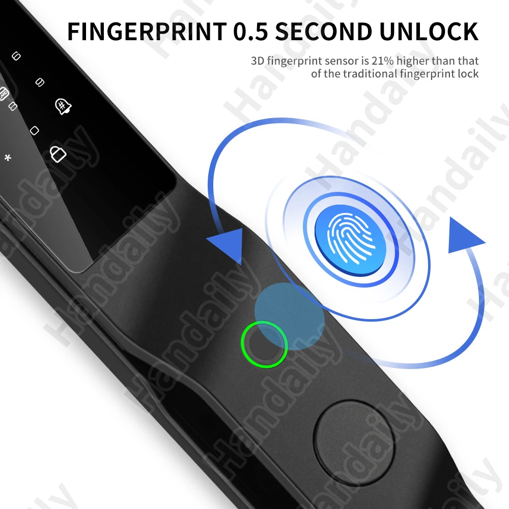 HanDaily Palm Vein Tuya Wifi Door Lock 3D Biometric Face ID Video Monitoring Intercom Digital Electronic Locks for Front Door DDL9