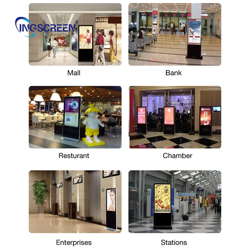 INGSCREEN Digital Display Signs and Display Menu and Screens Floor Standing Kiosk 32 43 49 55 Inch Android Video LCD Advertising