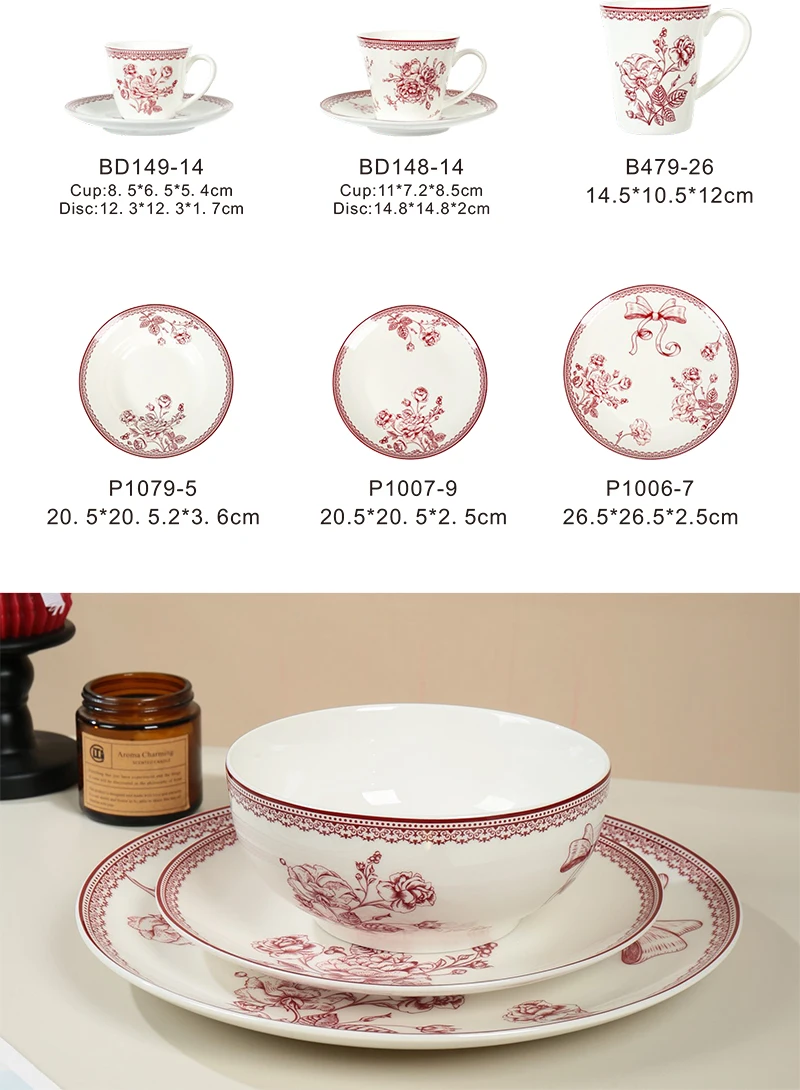 product wholesale printed floral wedding dishes  plates ceramic dinnerware dinner set for restaurant home-2