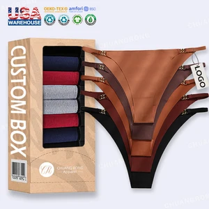 RTS OEM Female Adults High Quality Sexy Lingerie Traceless Ice Silk Underpants G-String Invisible Seamless Panties