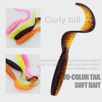 15pcs/bag 30pcs/bottle of Shrimp Scent, Dual Color Threaded Rolled Tail Lure Fishing Soft Insect Bait – Soft Lure – view 4