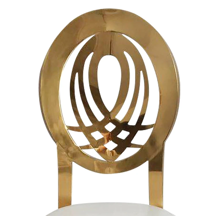 Wholesale Luxury Party Wedding Dining Room Furniture Decor Gold Stainless Steel Metal Throne Banquet Chair with Leather Cushion