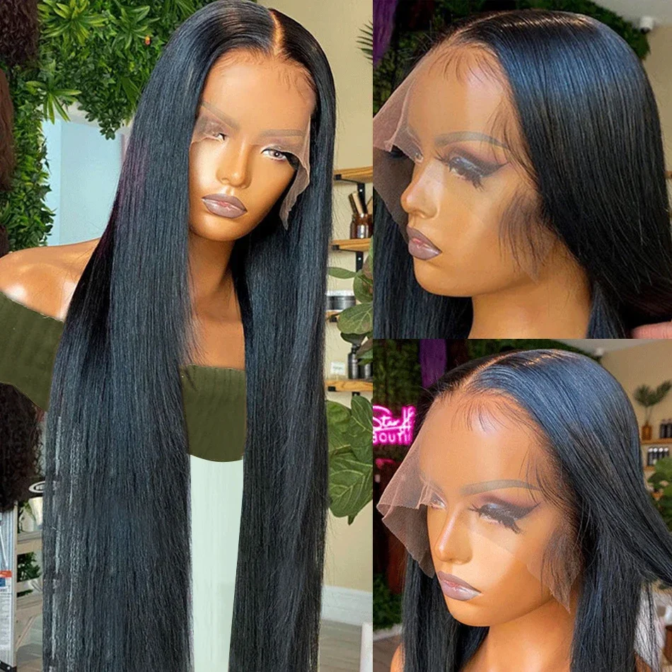 Parrucca frontale in pizzo trasparente HD Remy brasiliano dritto 13x6 per capelli umani da 30 a 32 pollici, parrucche frontali in pizzo dritto 360 per donne_voghion.com