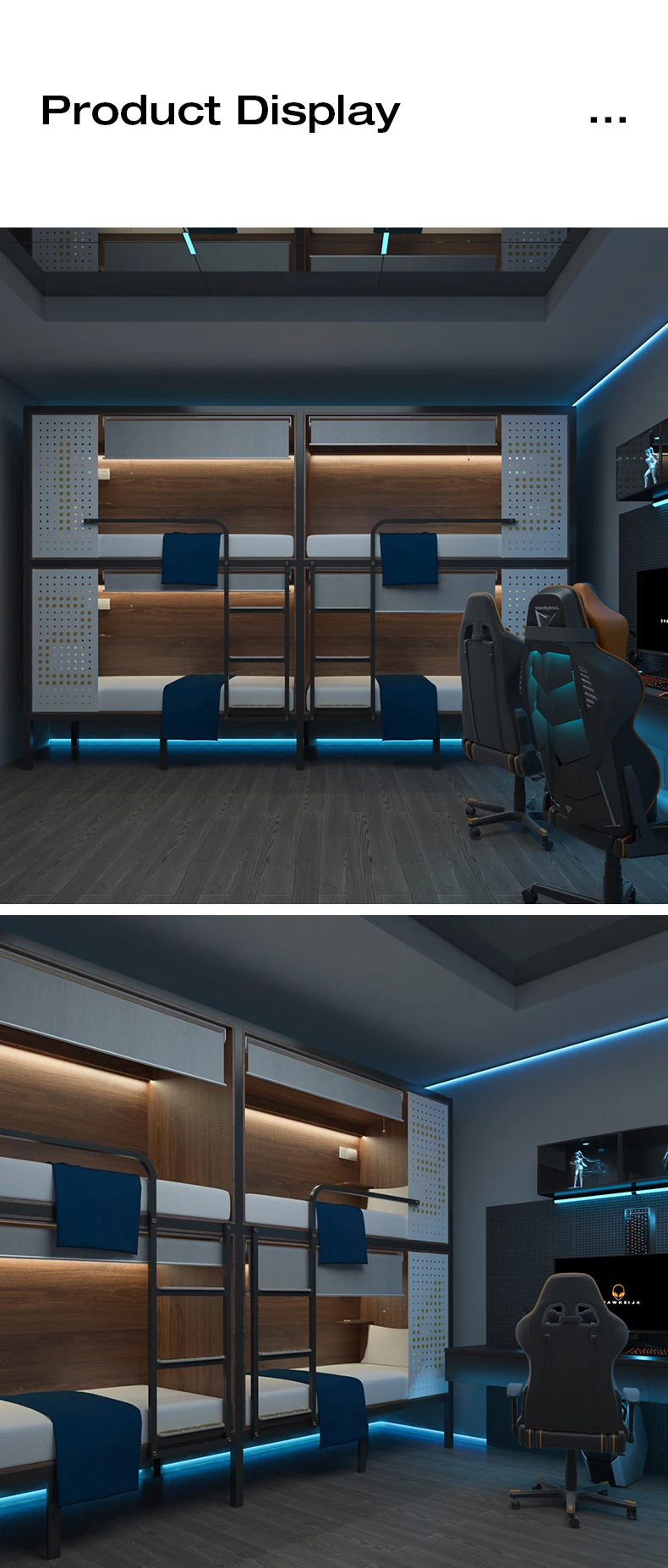 product free 3d design service modern metal frame bunk bed for hotel school apartment dormitory use adult student double bed-8