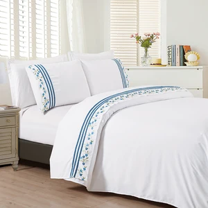 KOSMOS Bed Linen Double Size Embroidery Lace Bed Sheet Set