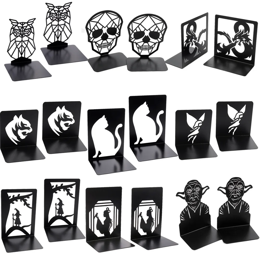 Металлическая подставка под книги с изображением дерева, тени, черепа, школьные принадлежности, полый ретро-блок для чтения