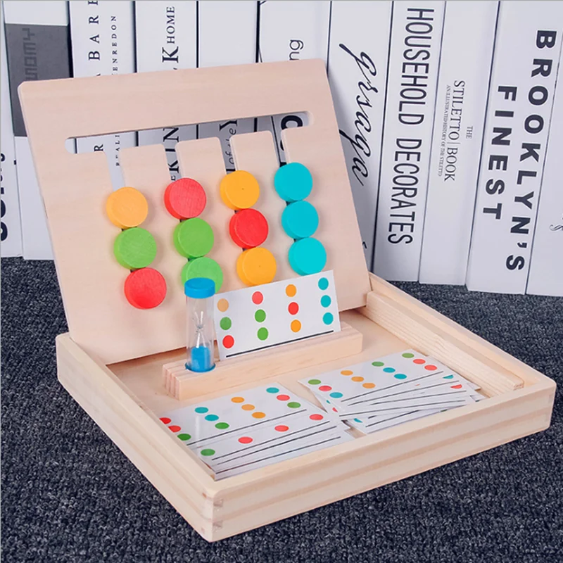 Montessori Logic Games Early Color Math Education Toy for Kid Wooden Four Color Game