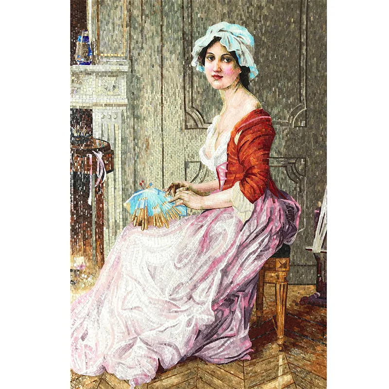 ヨーロッパの古典絵画 美少女 テイローレス 手切り肖像画 ガラス