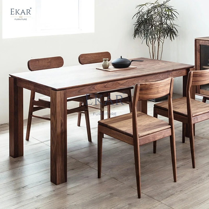 product ekar furniture solid wood rectangular dining table and chairs kitchen table set 4 chairs-62