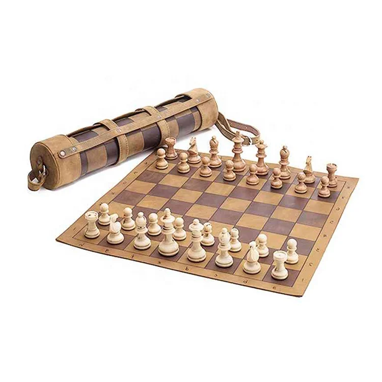 Customized Easy To Carry Travel Chess Roll Chess Game Set With Shoulder