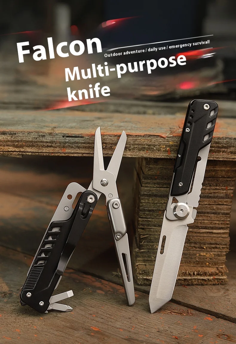 Hongfeng Outdoor Portable Folding Knife Industrial Grade Multi-Function Tool with Emergency EDC Tactical Car Scissors