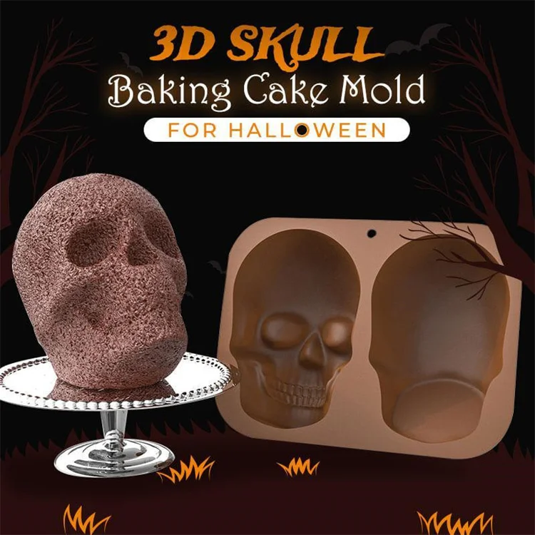 1pc 32cm Large Skull Cake Pan Haunted Skull Baking Cake Mold for Halloween  and Birthday Party