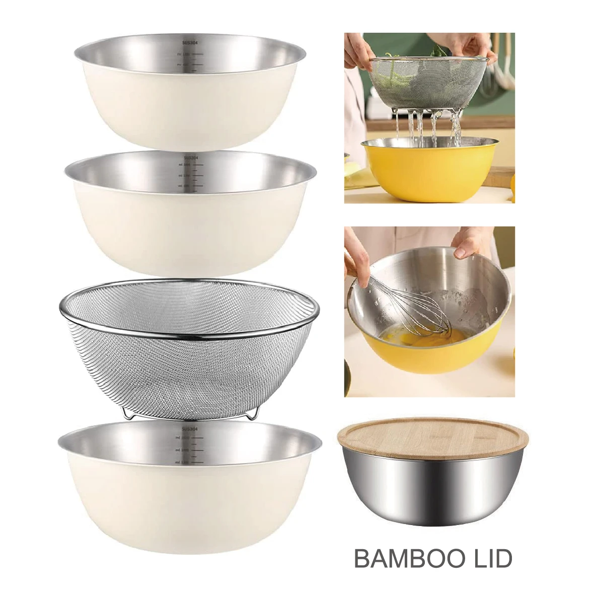 Stainless Steel Mixing Bowls Set Salad Mixing Bowl With Strainer - Buy ...