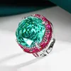 open size White Gold Parra green ring