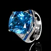 Bague bleue à cristal pointu, taille ajustable