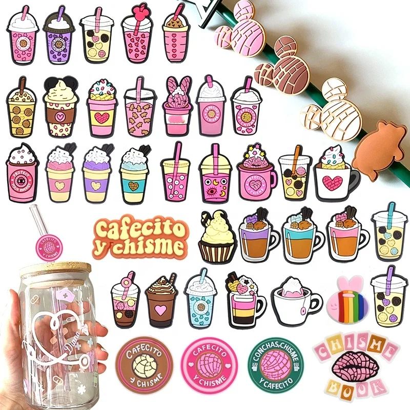 Лидер продаж, мексиканская еда, соломинка, Топпер из ПВХ, плохой кролик, concha cafecito y chim, соломинка, очаровательные наконечники, топперы