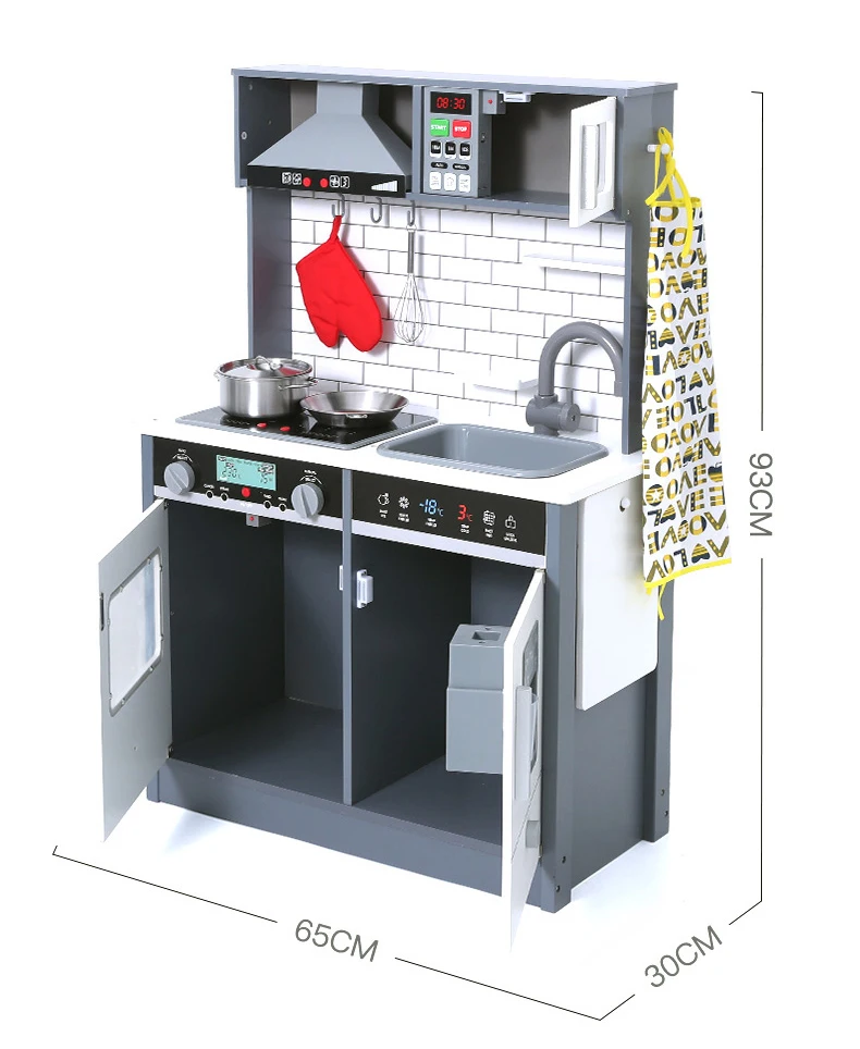 Детская деревянная игрушечная плита и холодильник с подсветкой и музыкой, забавная мебель, деревянная игрушка, большие кухни в Северной Европе