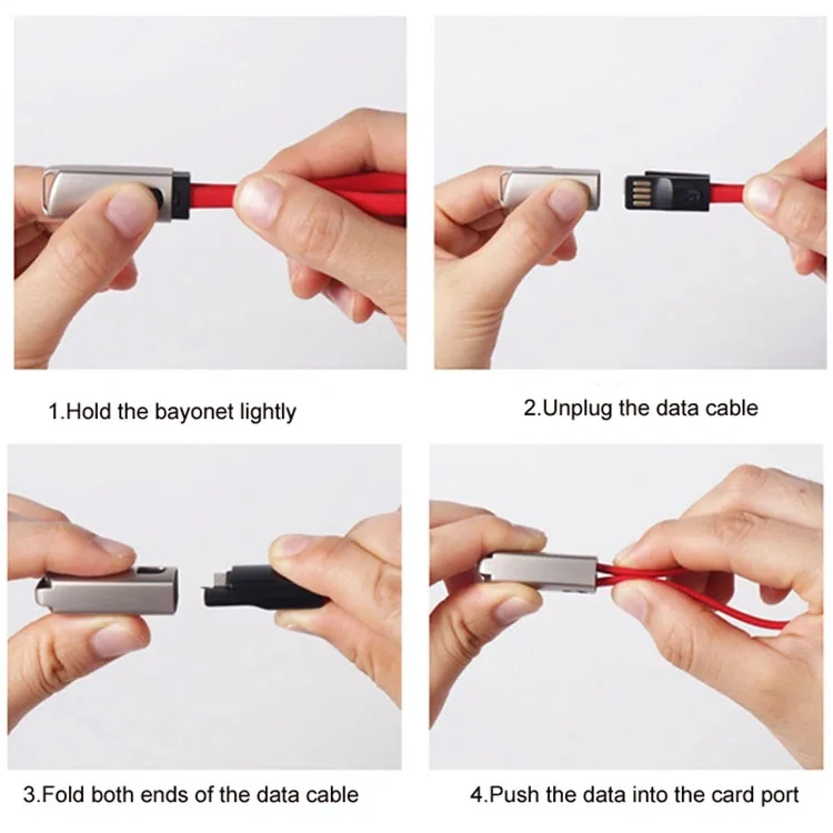 Factory Newest 2 in 1 Keychain USB Cable 22cm Length Necklace Line Used to Carry Working Cards Lanyard Keychain Charging Cable