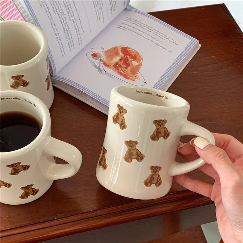 Ceramic Coffee Mug Unique Classic Design Kitchen Milk Tea Breakfast Drinking Cup Hot Cold Thermal Couples Home Use Great Food