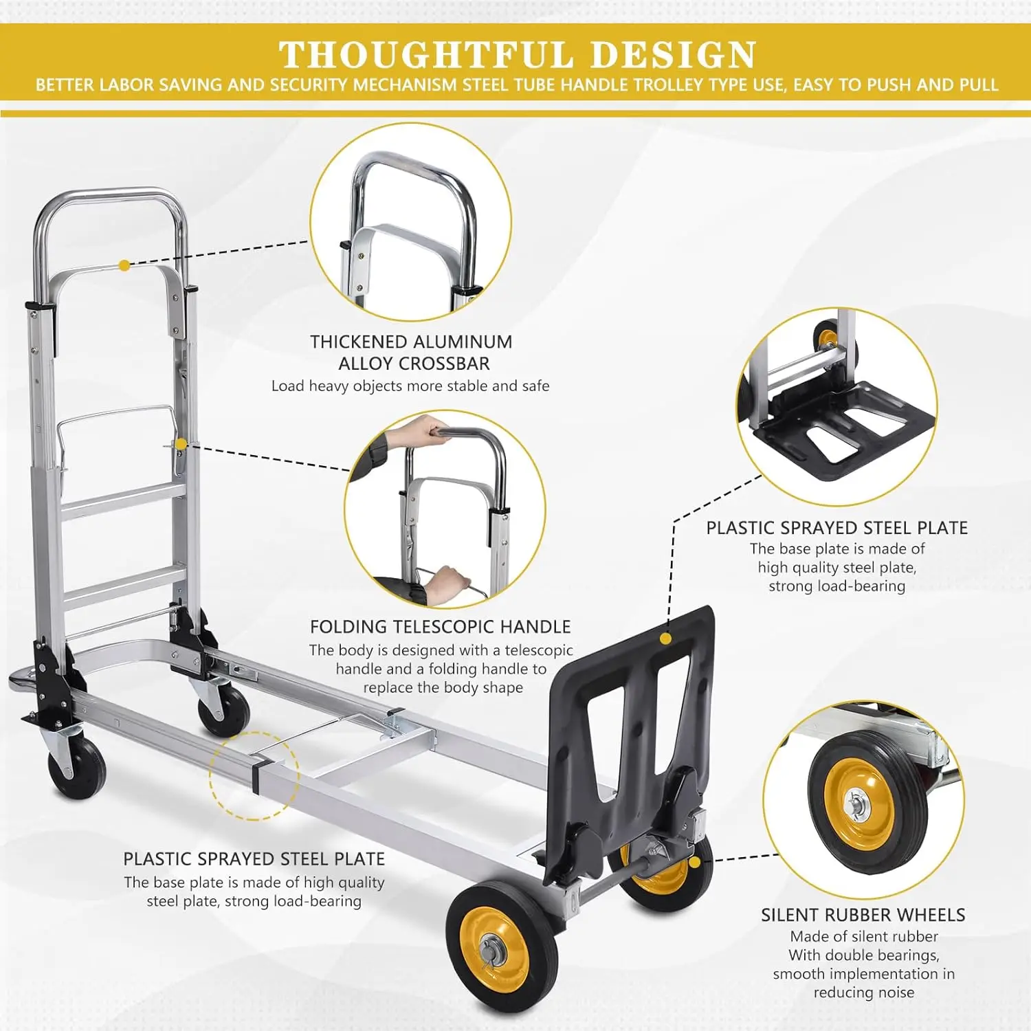 Aluminum Hand Truck 2 In 1 Convertible Folding Handcart With ...