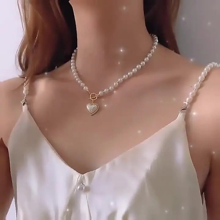 Elegant Luxury Imitation Pearl Necklace for Women Heart