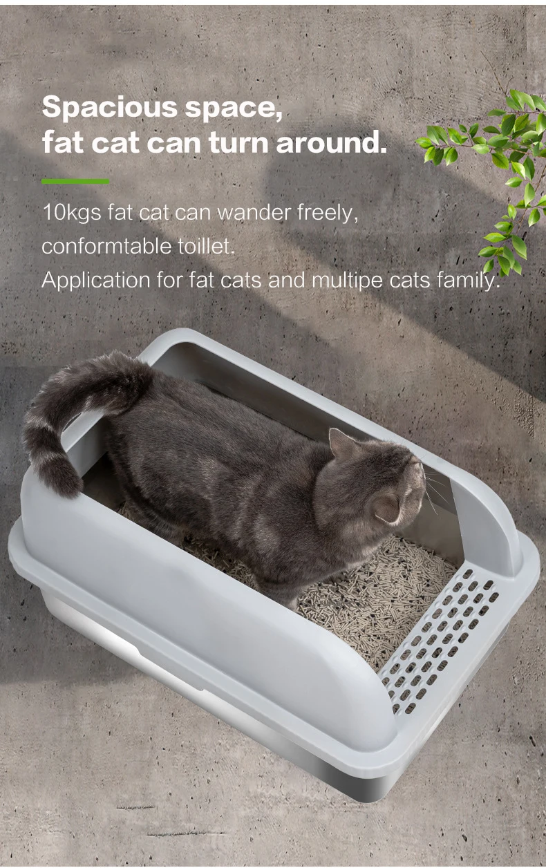 Stainless Steel Semi Enclosed Xl Cat Litter Basin Xl Litter Box For Big ...