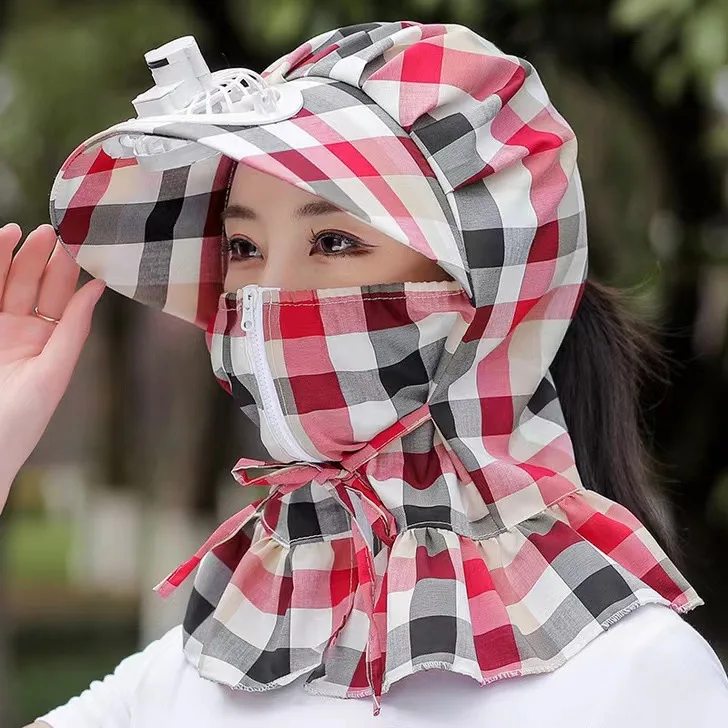 Летний новый дизайн, шапка-вентилятор на молнии для женщин, Защитная УФ-защита для лица, наружный охлаждающий перезаряжаемый вентилятор, солнцезащитный козырек