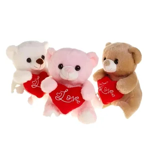 Wholesale Valentine Red Heart Teddy Bear Stuffed Plush Toys With Embroidery Logo and Feet