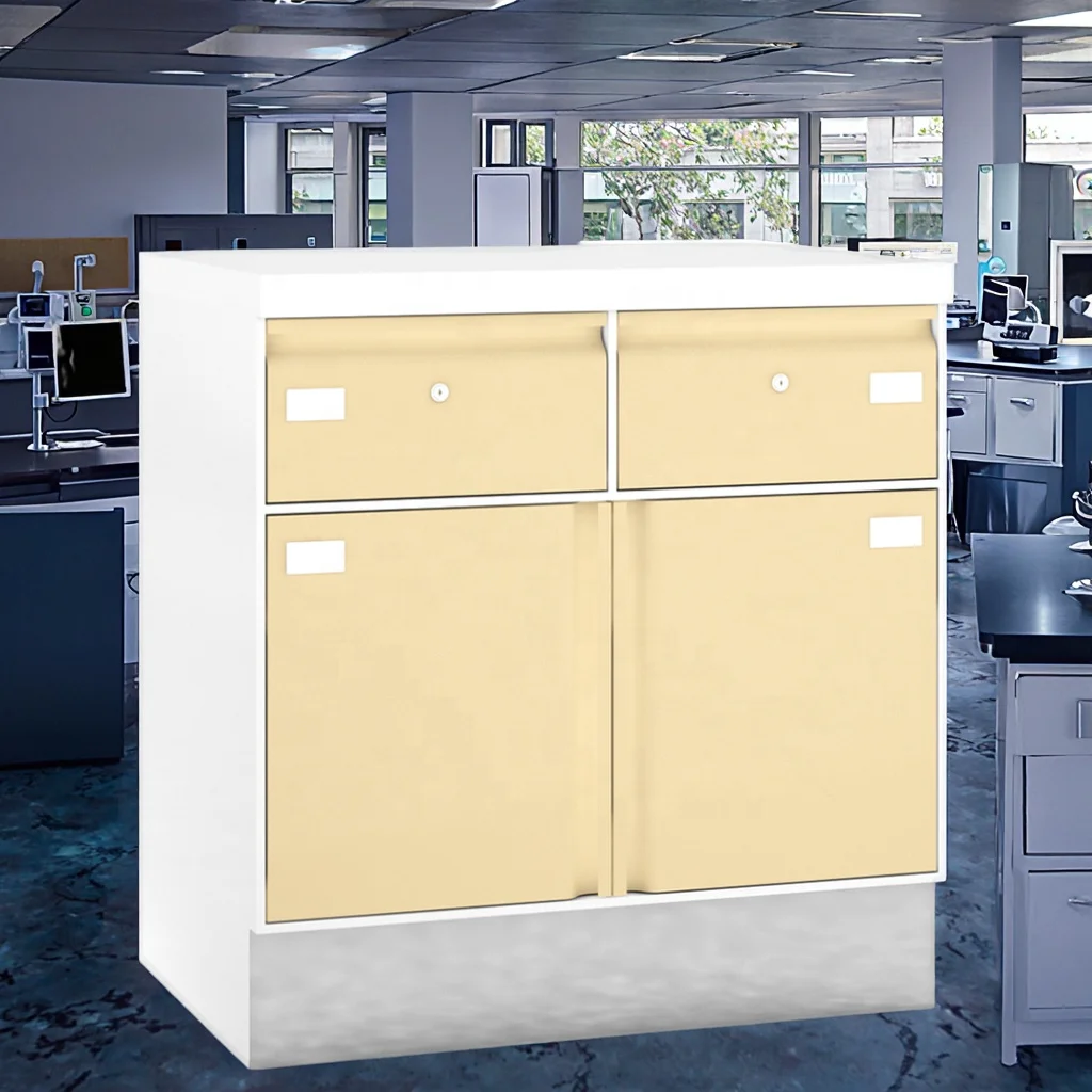 Two-Drawer Dual Door Base Storage System 810mm for School with Ball-Bearing Slides and Sterilizable Surface Stainless Steel 4