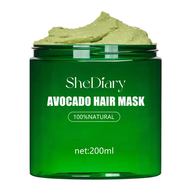 SheDiary Mascarilla para el cabello vegana de coco, 100% orgánica, natural y sin sulfatos, promueve una mascarilla para el cabello de aguacate con un aspecto más grueso y visiblemente más brillante