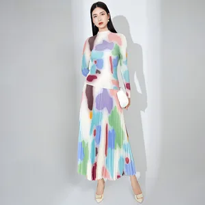 High-Quality Two-Piece Women's Fashion Summer 2025 New Best-Selling European and American Pleated Skirt 2-Piece Set