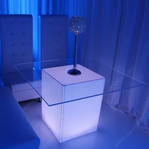 Luxury Modern LED Dining Table Elegant Wedding Head Square Plastic Furniture for Hotels and Home Use Wholesale