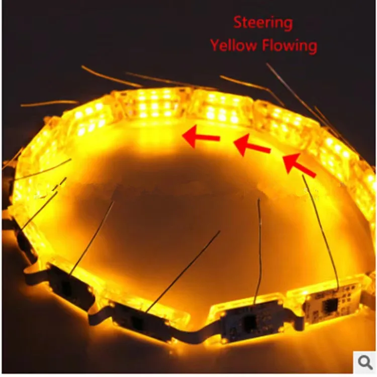 LED Crystal Tear Eye 60cm DRL Daytime Running Light Turning Color Guide Double Colour Flowing Stretchable Lamp LED Lamp Strip