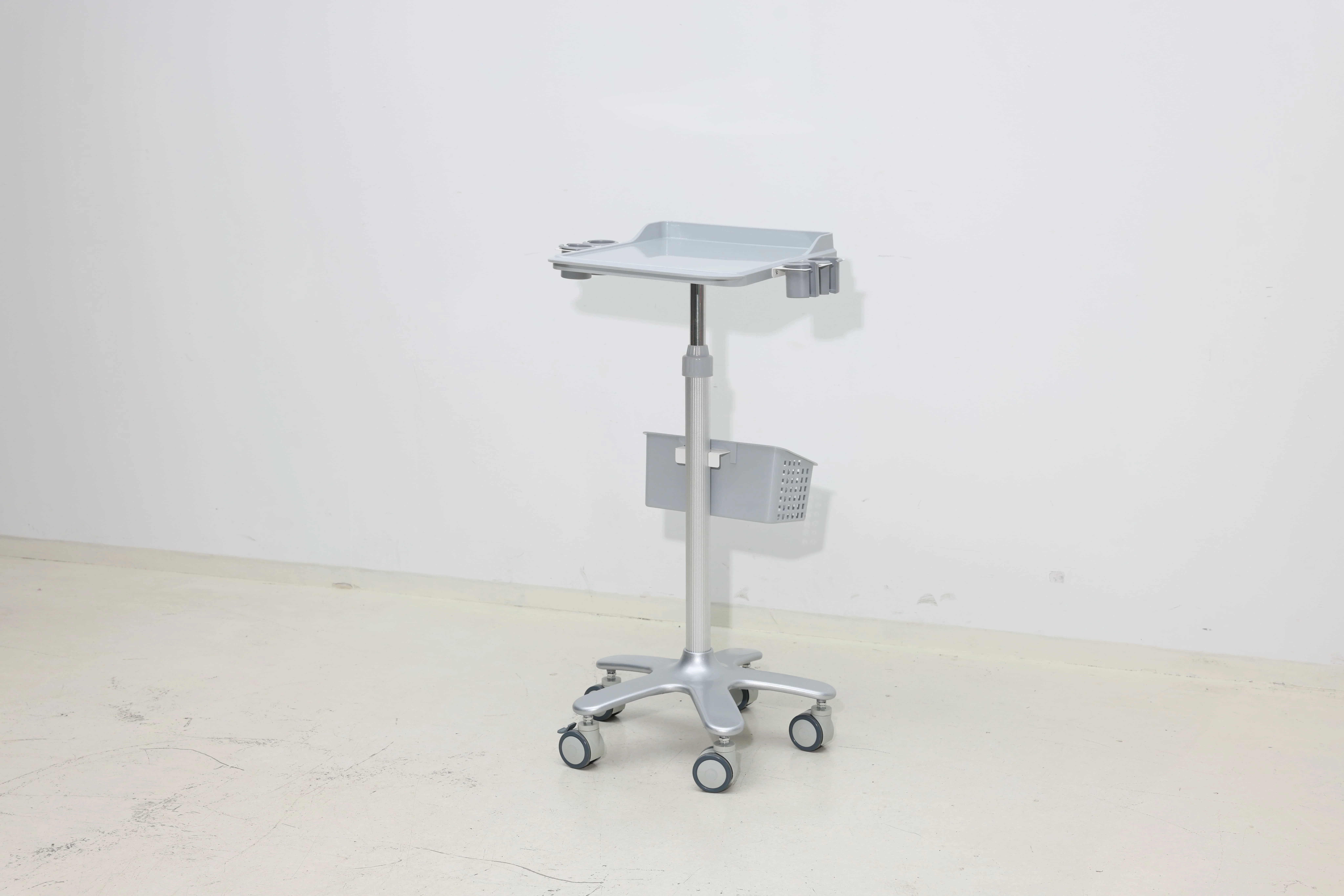 Modern Physical Rehabilitation Equipment Cart Ergonomic Armrests Height-Adjustable Platform Swivel Basket for Hospital Dining 2