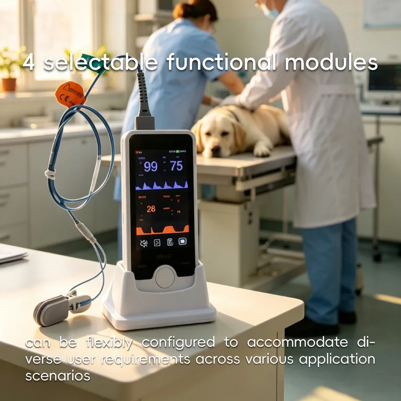 BLUEWORTH VE4 Handheld Veterinary Patient Monitor CE Certified Class III Portable Vital Signs Monitor 4 Optional Modules for Dog