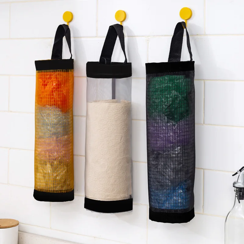 Home Grocery Bag Holder Wall Mount Plastic Bag Holder Dispenser Hanging Storage Trash Garbage Bag Kitchen Garbage Organizer supplier