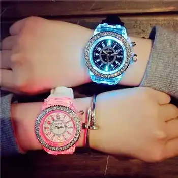 Hot sale Customized dia printing Flashing Light Silicone quartz Wrist Watch for kids