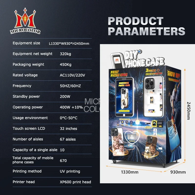 Best Selling Automatic Microcolor Phone Case Printer Vending Machine Mobile Phone Shell Printing Vending Machine for All Phones