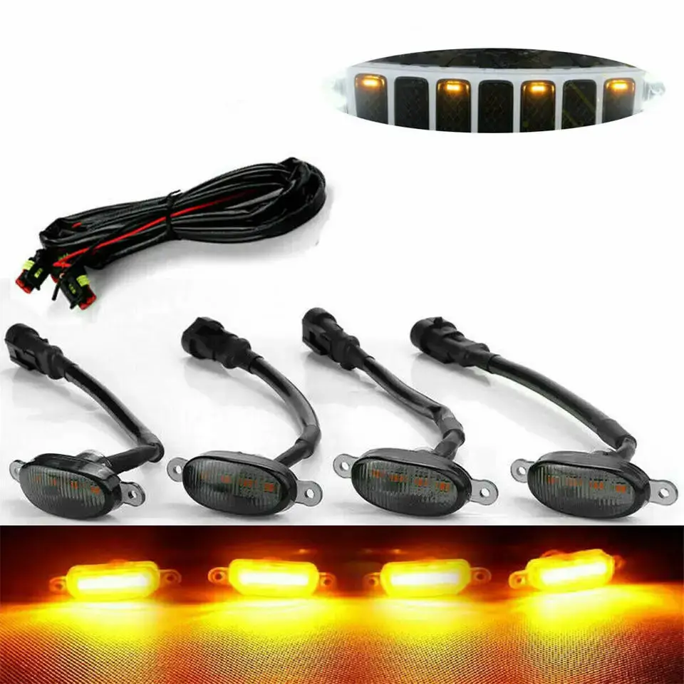 Front Grille LED Signal Light Grill Mount Lamp for Jeep Grand Cherokee 2003-2021 Raptor Style  Car Eagle Eye Lights Wholesale