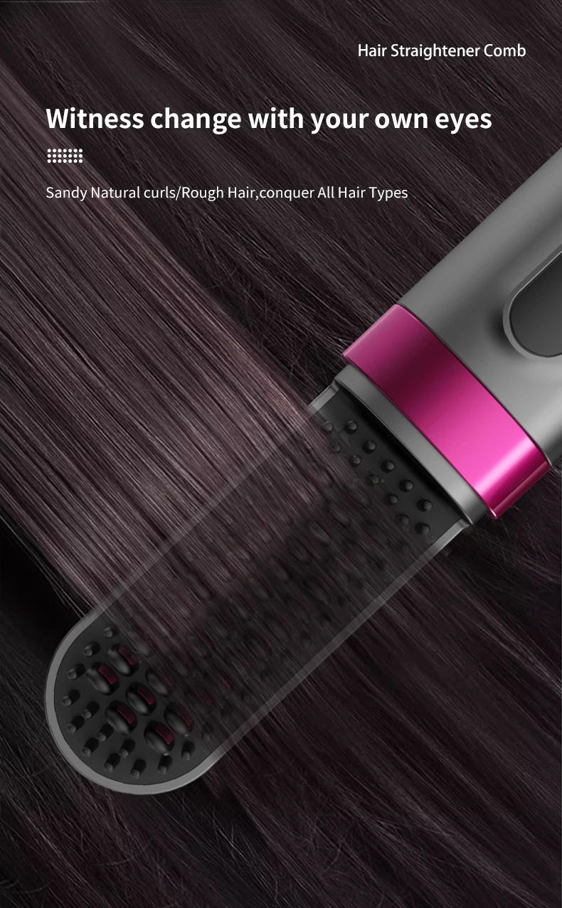 Professional Cordless Hair Straightener Comb LED Display Portable Wireless Rechargeable Hair Straightener Brush