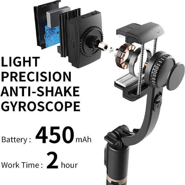 Q08 Gimbal Stabilizer 360 Rotation for Phone Selfi Stick With Hidden Tripod Mobile Phone  Single Axis Gimbal Video for Tik Tok - Image 6