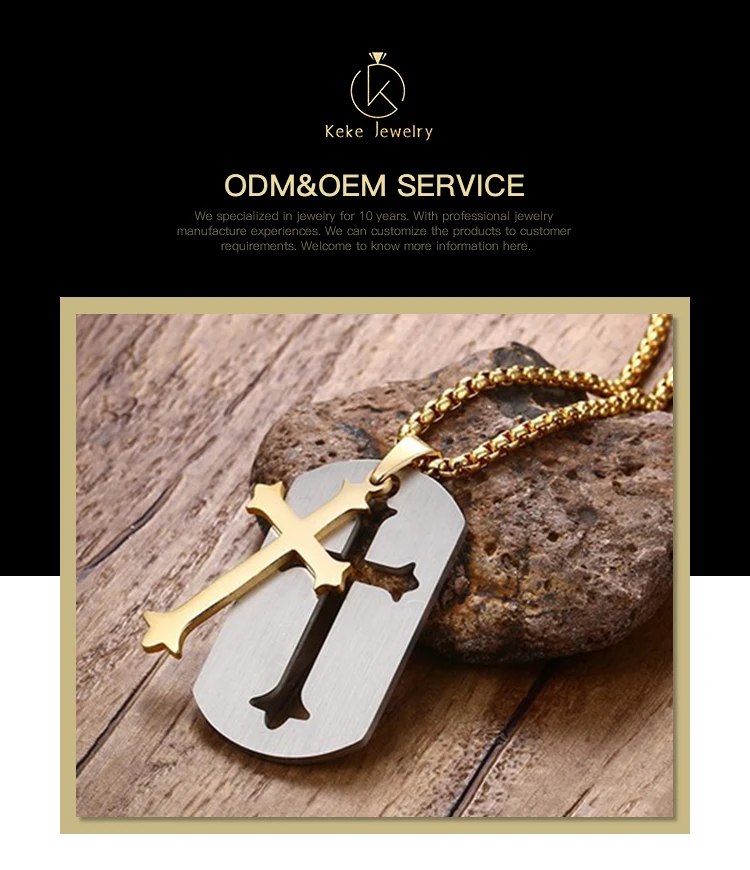 Pendant necklace 5MM stainless steel golden cross men's pendant jewelry PN-624