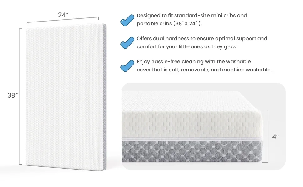 double sided design hypoallergenic skin friendly baby foam mattress cover-2