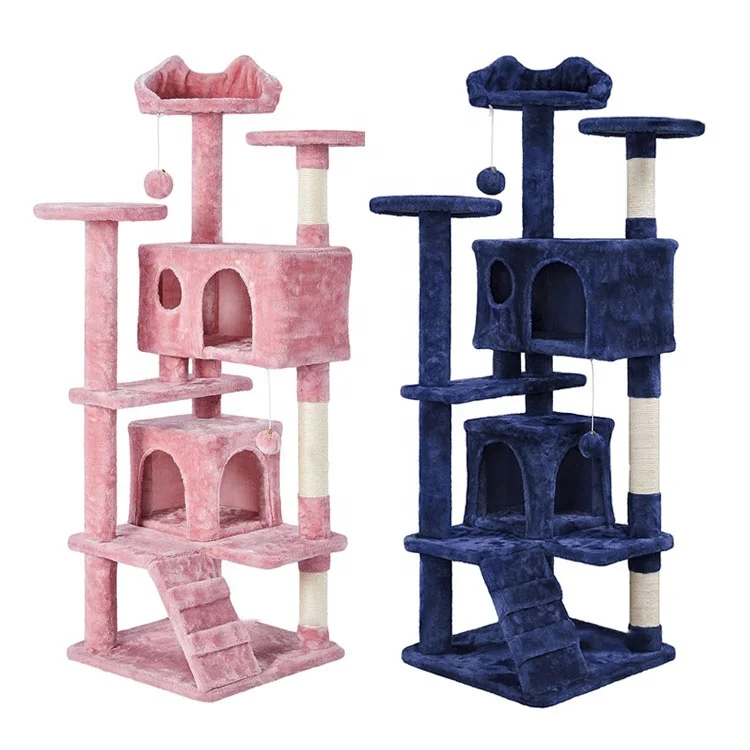 U-PETS Cat Tree Tower with Platform, Condos and Sisal Scratching Posts, Cat Tree Play House