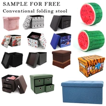 HStex 2020 Cartoon Storage Folding Ottoman Fabric Small Stool Easy Carry Children Stools with Animal Print
