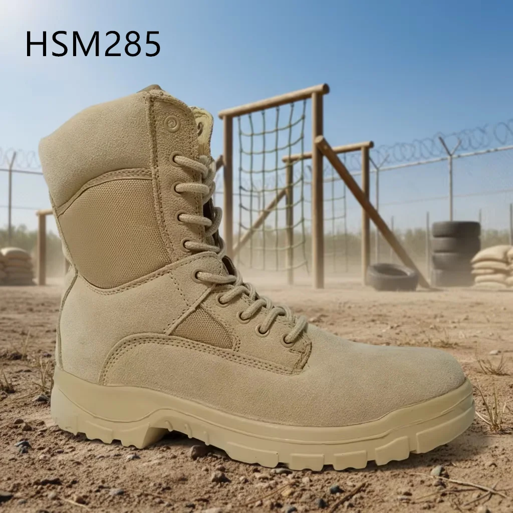 HY,factory Supply Hard Wearing Rip-stop Suede Leather Desert Boots Hill Crossing Sand-proof protection Tactical Boots HSM285